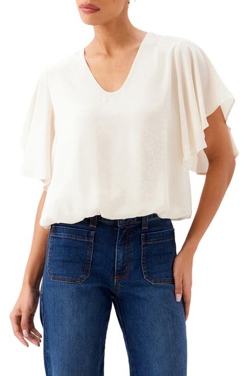 Flutter Sleeve V-Neck Top (Regular & Petite)