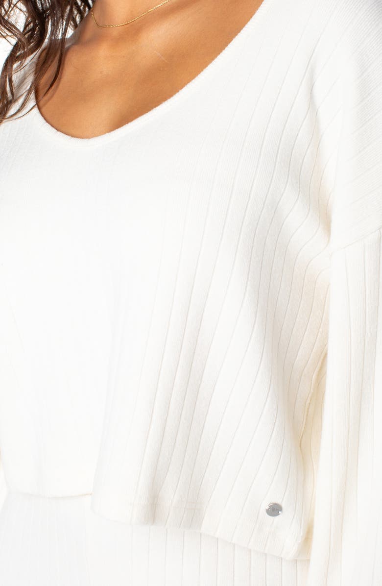 Roxy Sandy Coast Long Sleeve Crop Top, Alternate, color, Cloud Dancer