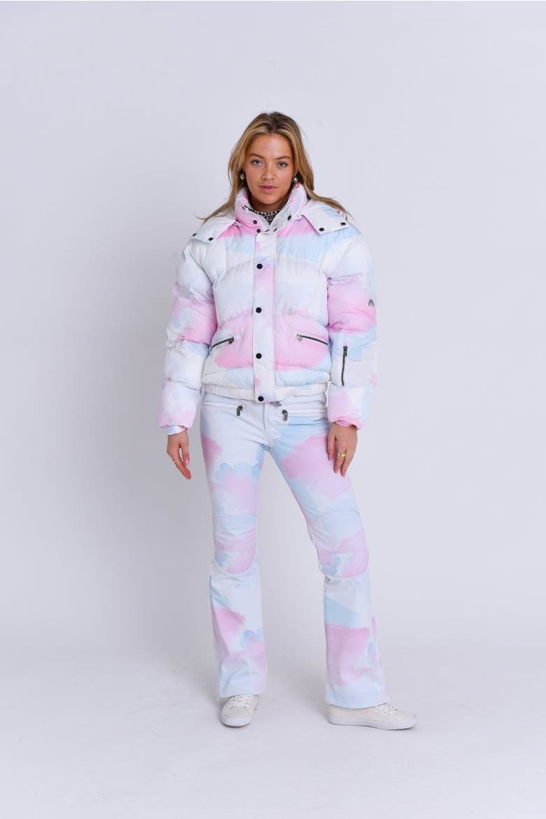 Chic Puffer Jacket Watercolour, Alternate, color, Pink, Multicolor