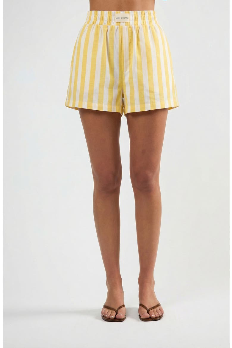 The Paloma Stripe Shorts, Main, color, YELLOW