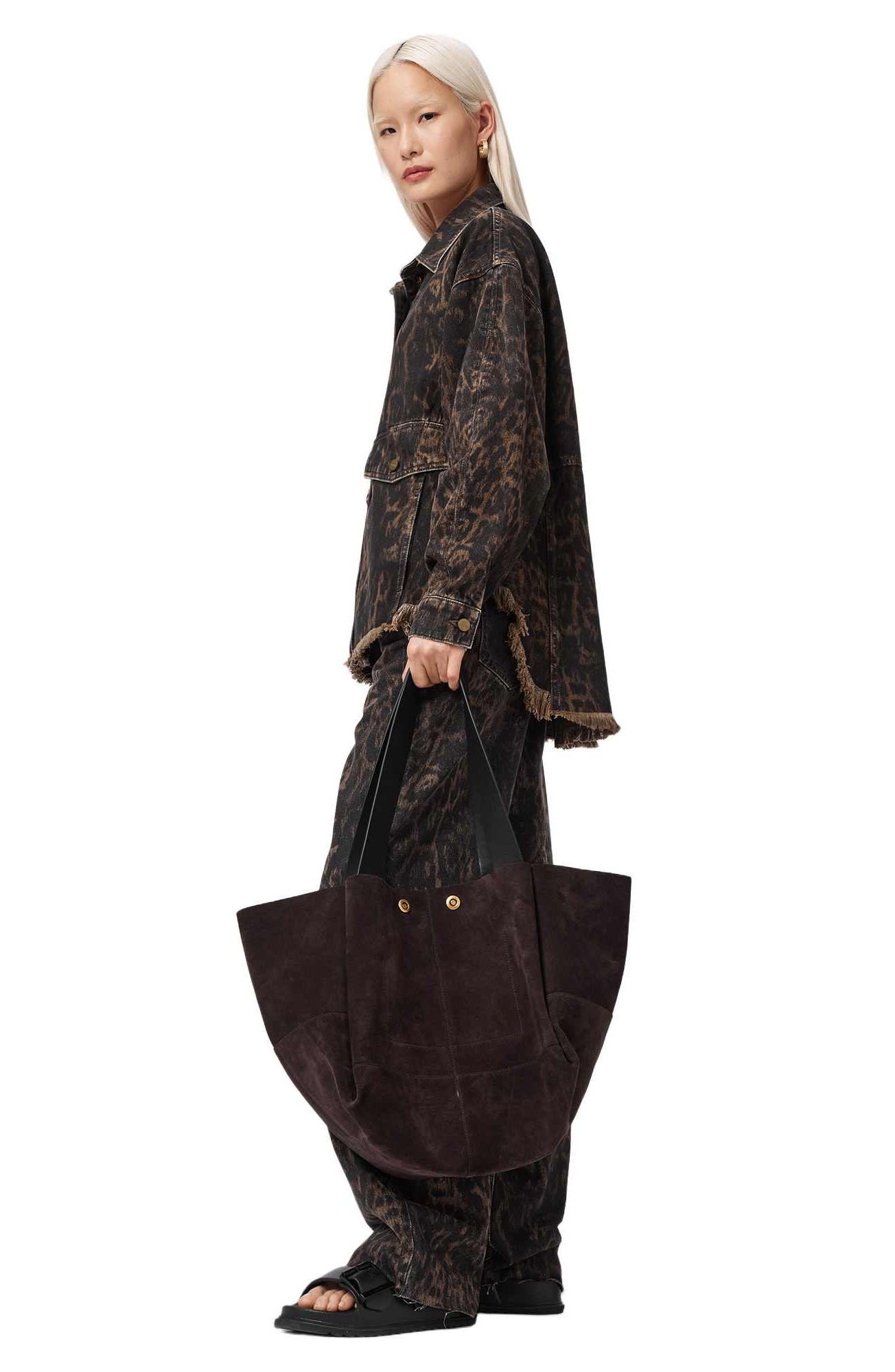 AllSaints Rosalie Suede Tote, Alternate, color, Burnt Umber Red