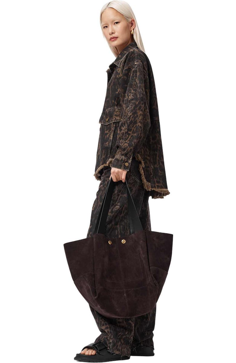 AllSaints Rosalie Suede Tote, Alternate, color, Burnt Umber Red