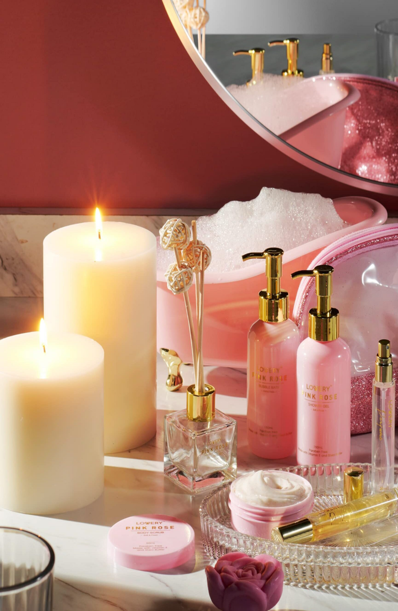 Lovery Luxury Spa Kit, 18Pc Relaxing Basket With Perfumes, Gua Sha And More, Alternate, color, Pink Rose