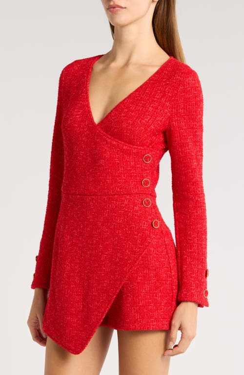 Black Halo Tweed Demi Romper In Cherry Divine In Cherry Divine