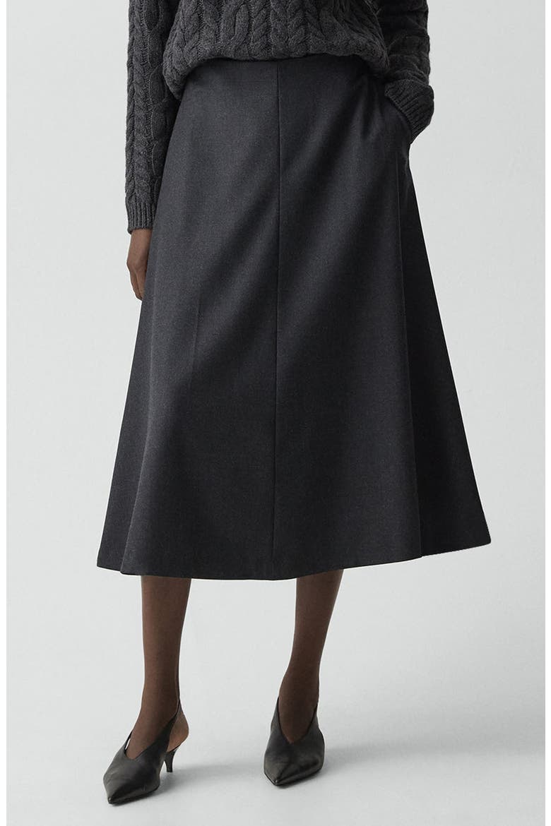 A-Line Midi Skirt, Main, color, CHARCOAL MELANGE