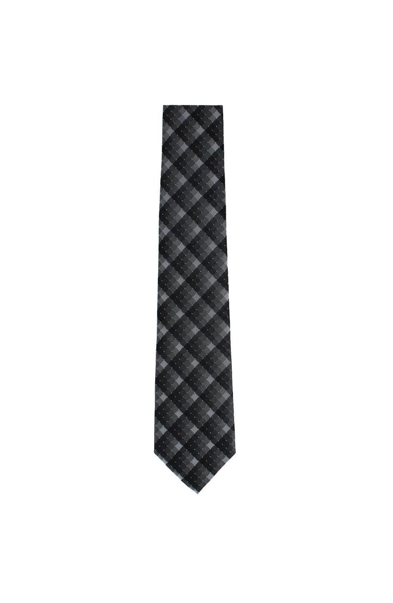 Trafalgar Falcon Grey and Silver Micro Square Business Silk Necktie, Alternate, color, Grey And Silver