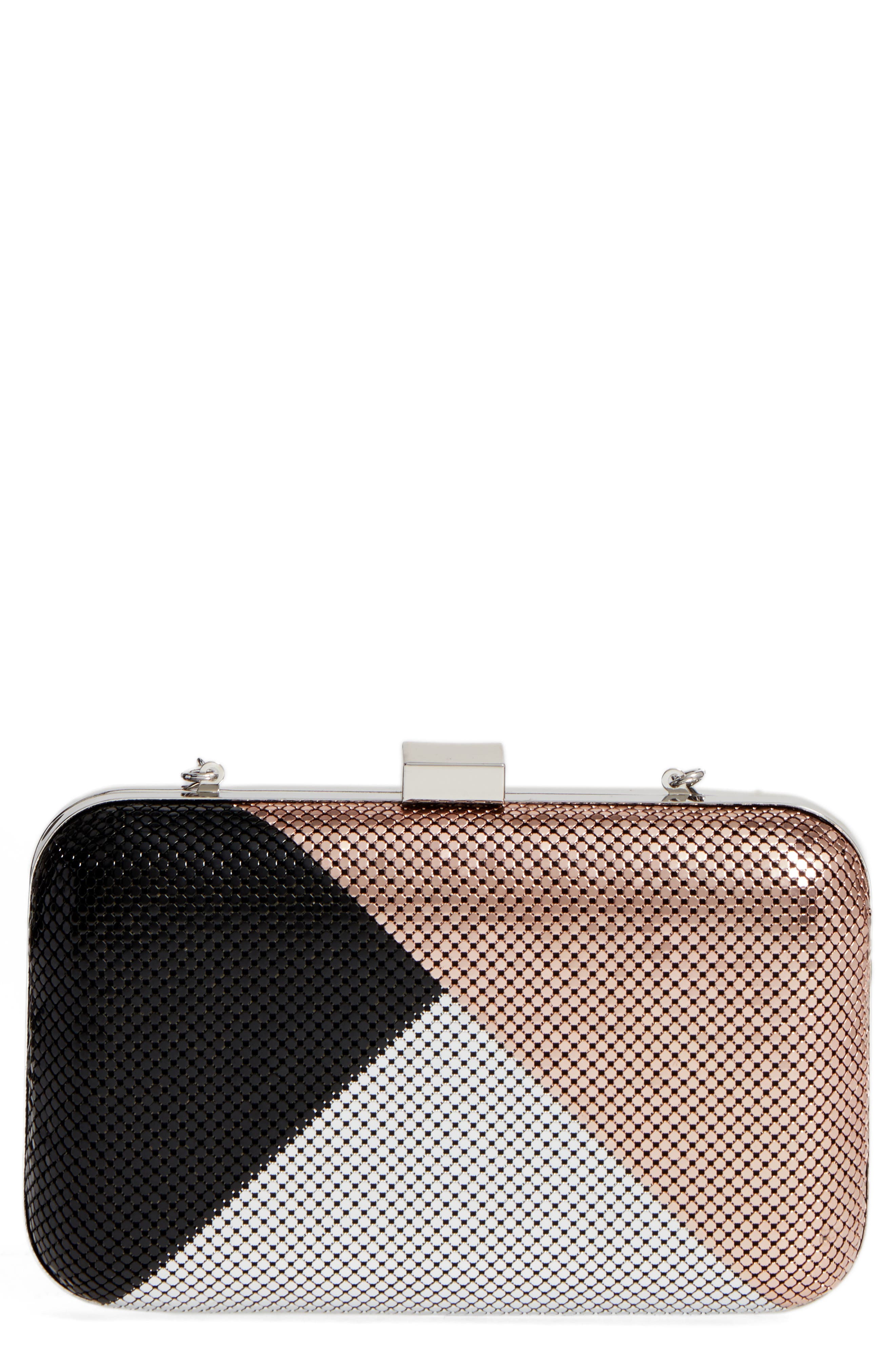 Whiting & Davis Color Block Mesh Box Clutch, Main, color, 