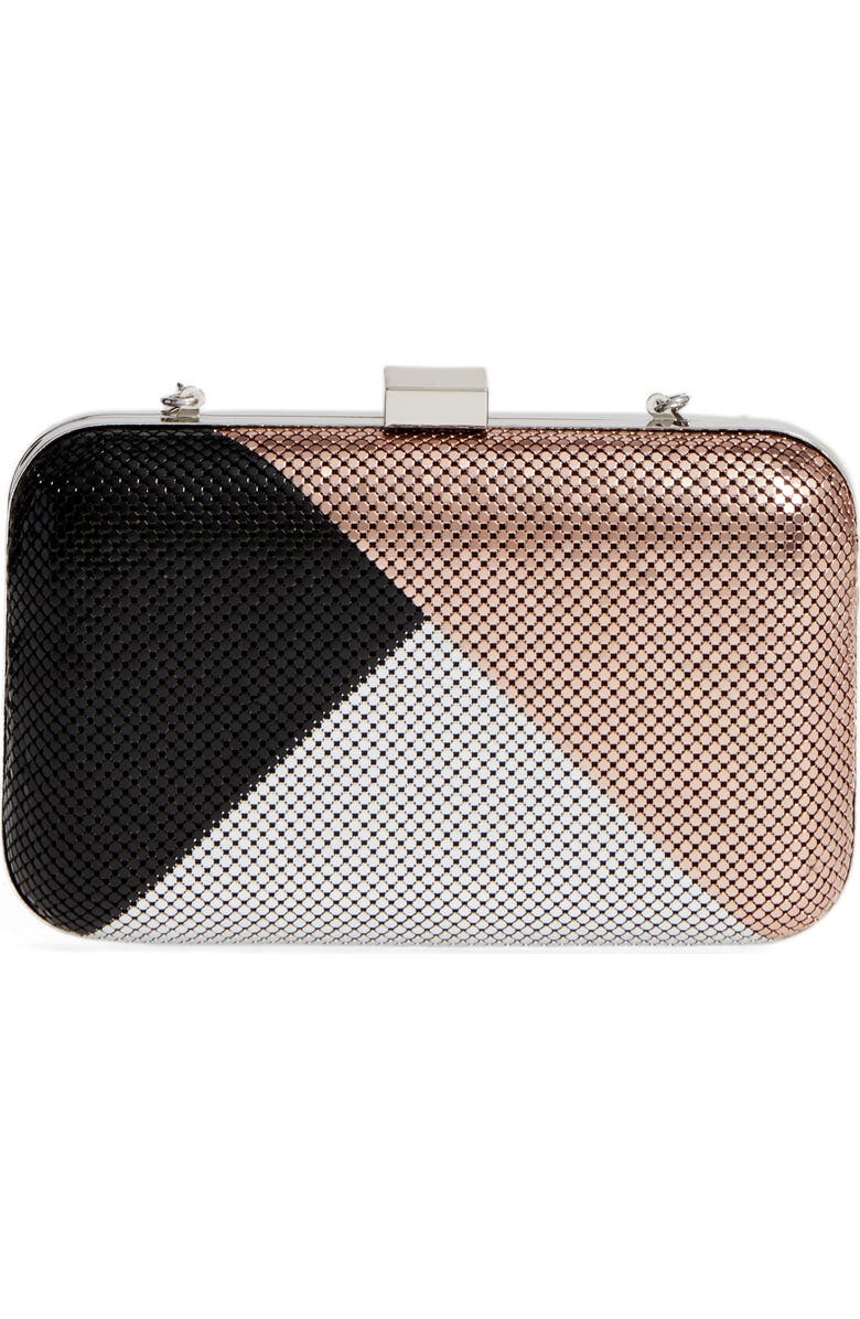 Whiting & Davis Color Block Mesh Box Clutch, Main, color,