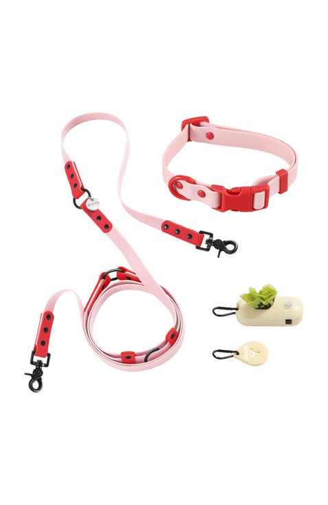 Luna 8FT Adjustable 6-in-1 Waterproof Hands-Free Leash and Collar with LED Flashlight, Bag Dispenser, and Poop Bag Holder