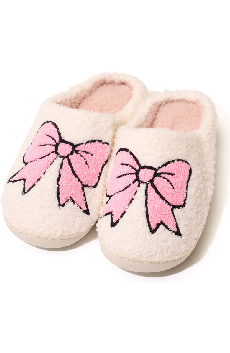 Malibu Sugar Plush bow slippers, Main, color,