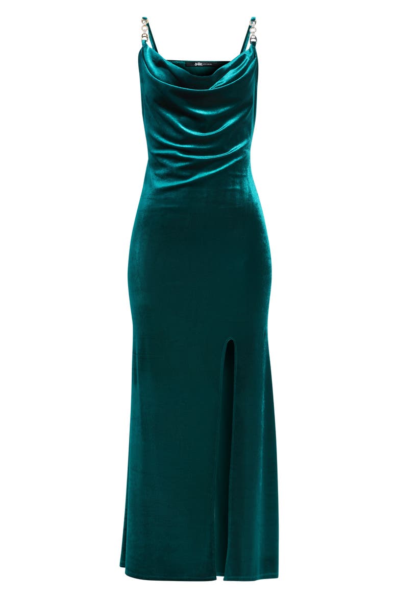 Cowl Neck Velvet Gown, Alternate, color, HUNTER