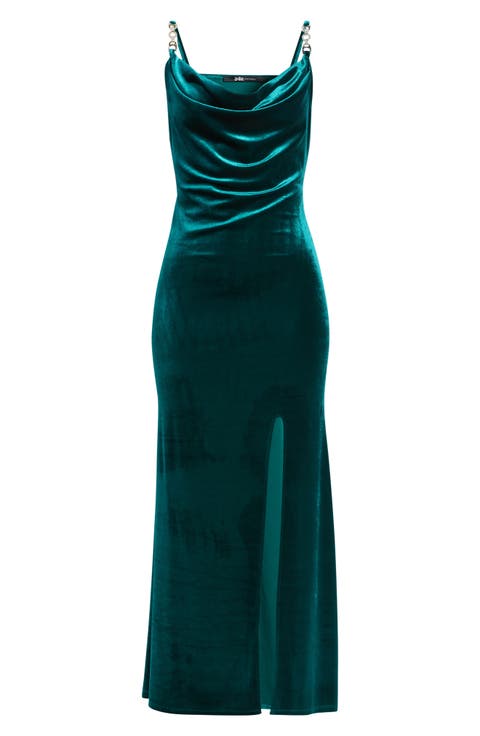 Cowl Neck Velvet Gown