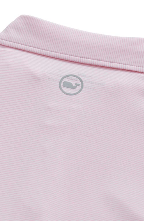 Vineyard Vines St. Jean Stripe Sankaty Performance Polo In White/hibiscus