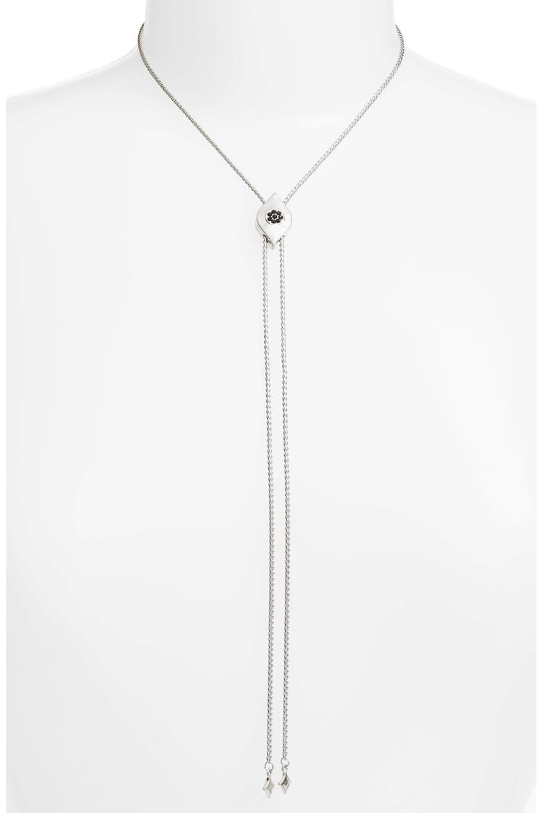 Marquise Slide Bolo Necklace, Alternate, color, BLACK- RHODIUM