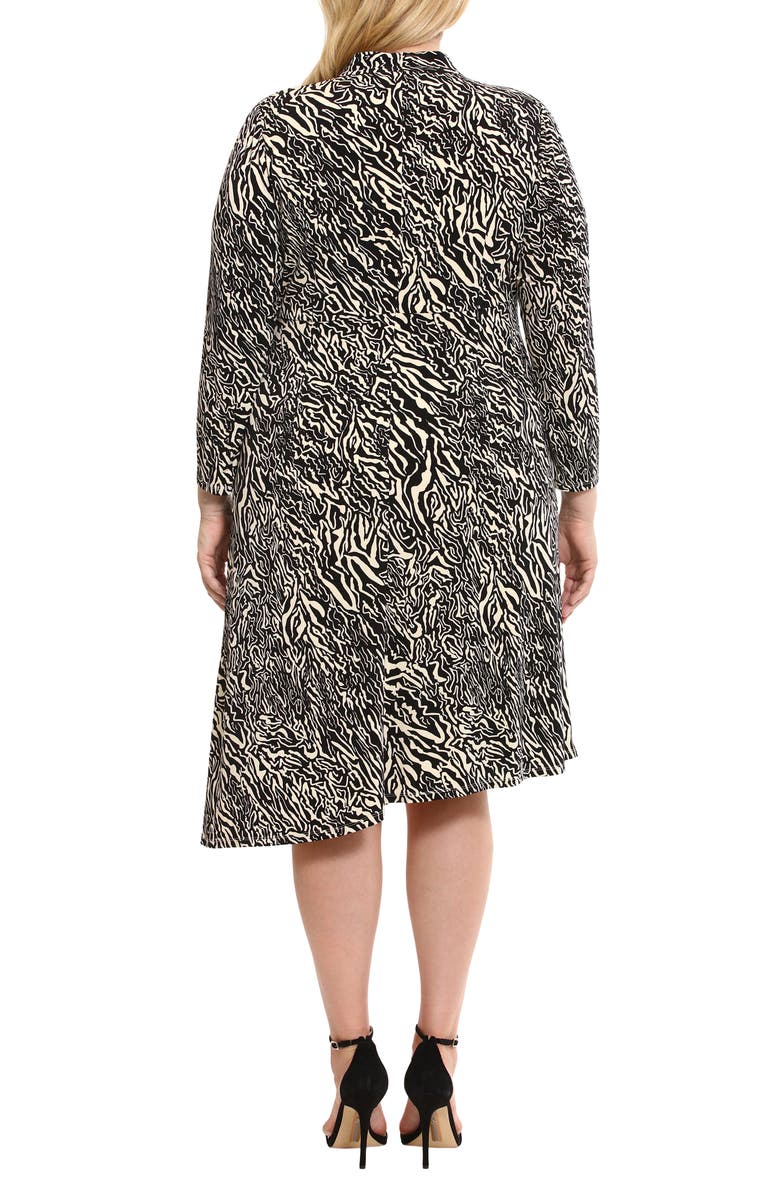 Maggy London Abstract Print Long Sleeve Asymmetric Hem Dress, Alternate, color, 