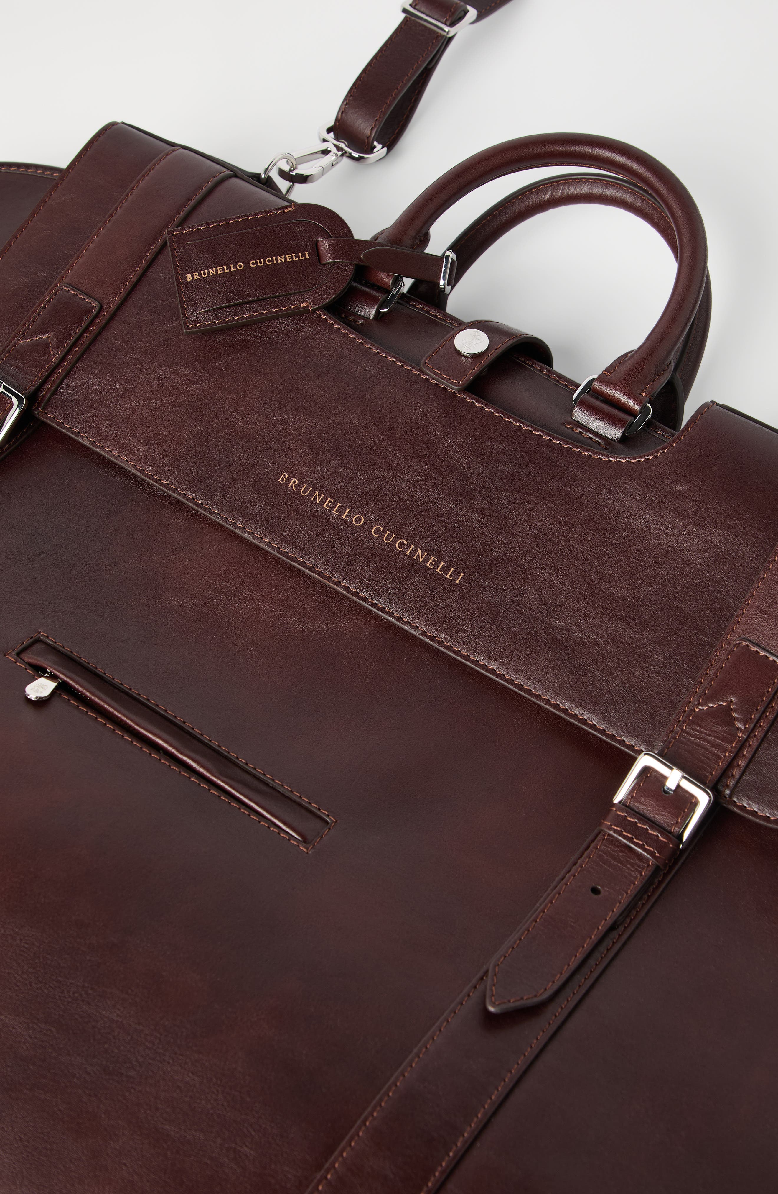 Brunello Cucinelli Calfskin suit carrier, Alternate, color, Burgundy