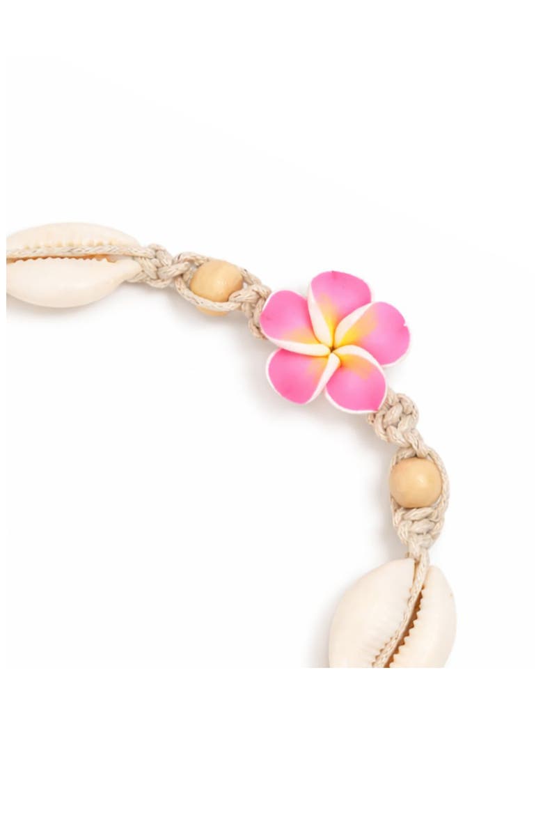 Shell Beaded Flower Anklet, Alternate, color, PINK