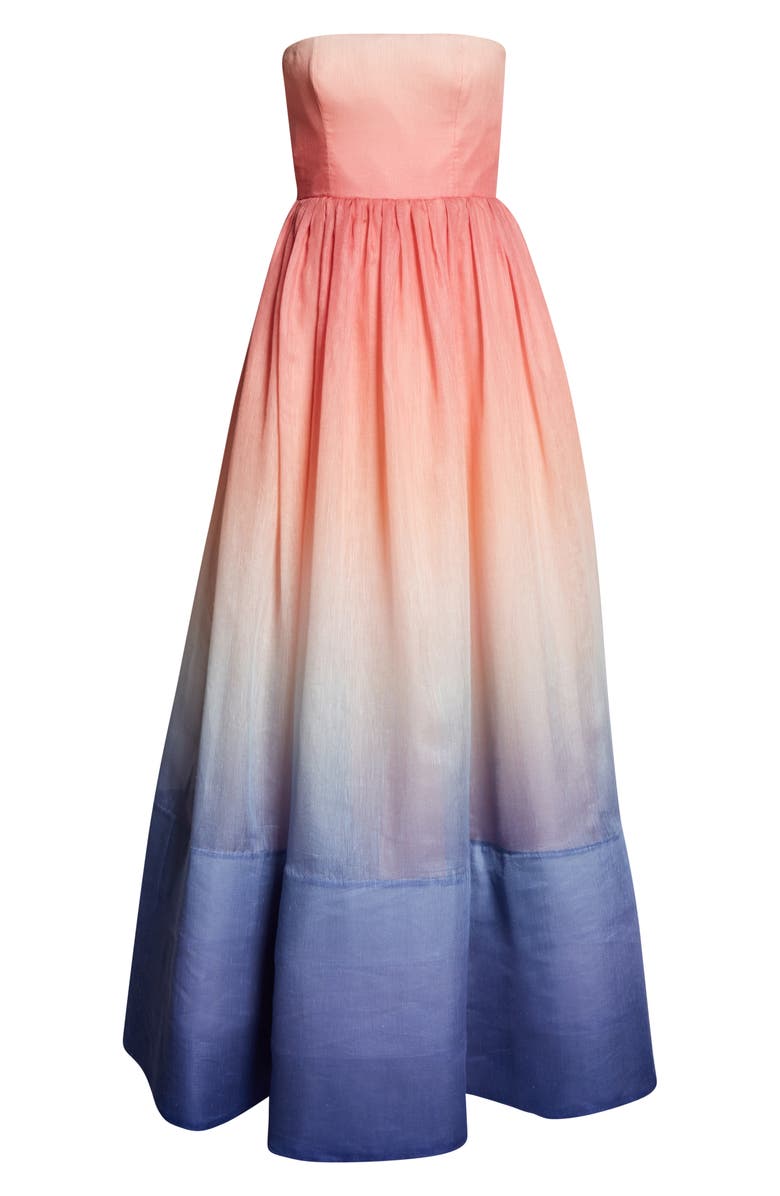 Zimmermann Postcard Strapless Silk & Linen Organza Gown, Alternate, color, 