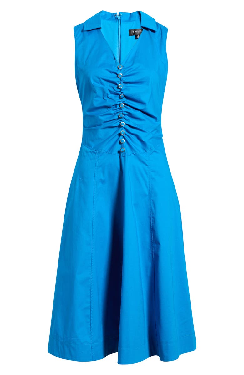 Tahari ASL Ruched Sleeveless Dress, Main, color, Blue Jewel