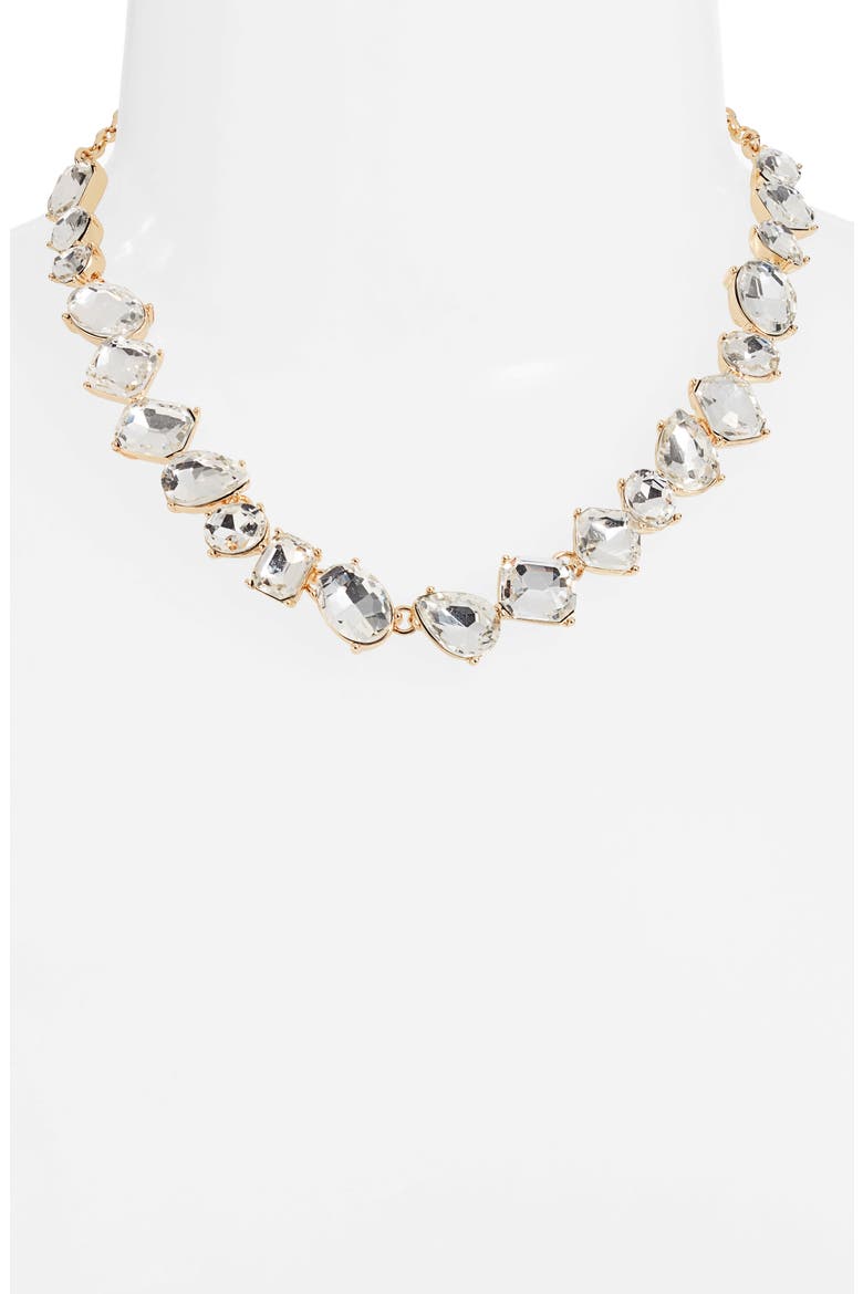 Mixed Cut Crystal Collar Necklace, Alternate, color, CLEAR- GOLD
