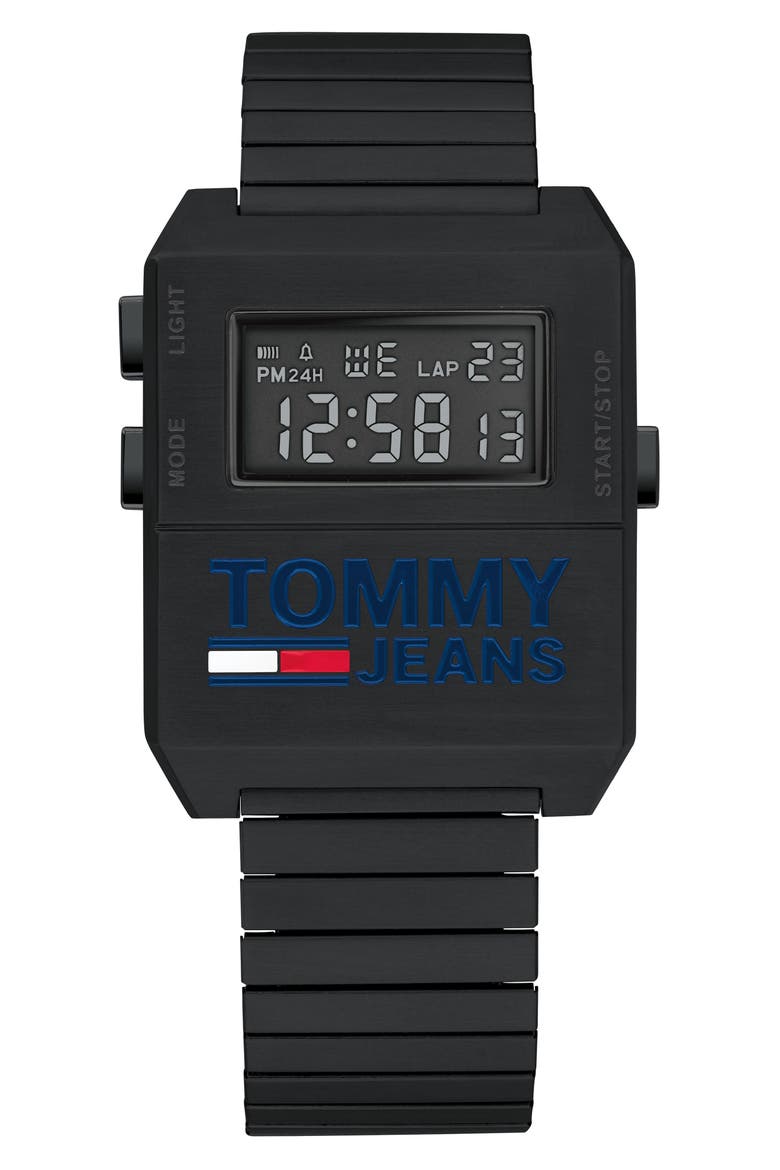 Digital Stretch Bracelet Watch, 32.5mm x 42mm, Main, color, BLACK