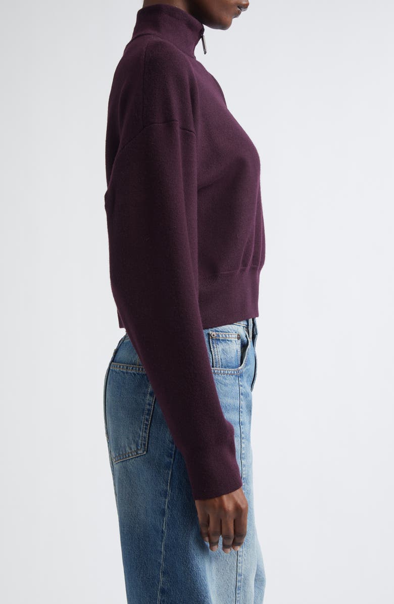Victoria Beckham Merino Wool Blend Interlock Half Zip Sweater, Alternate, color, Merlot