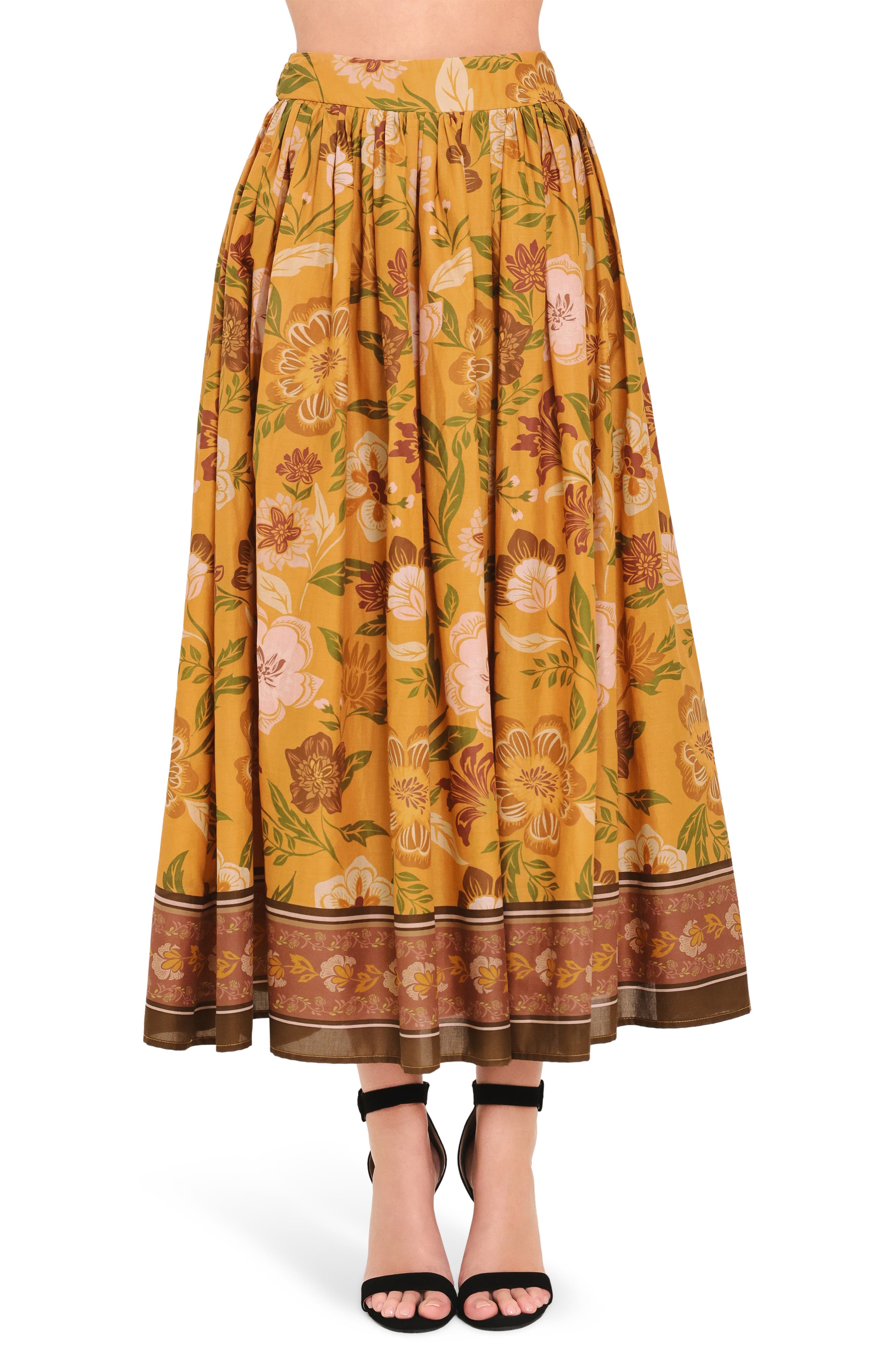 Floral Print Midi Skirt