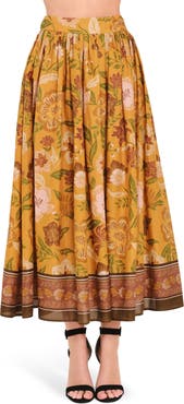 FLYING TOMATO Floral Print Midi Skirt