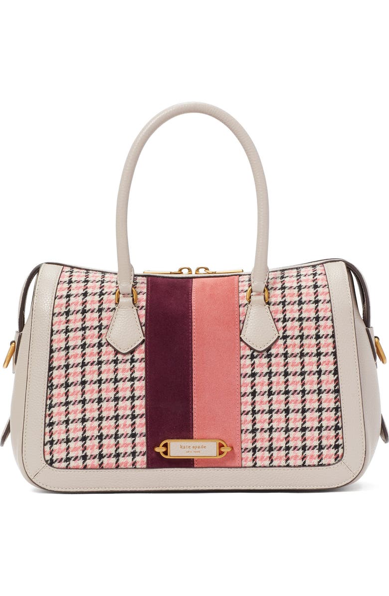 Kate Spade New York gramercy racing stripe houndstooth top handle bag, Main, color,