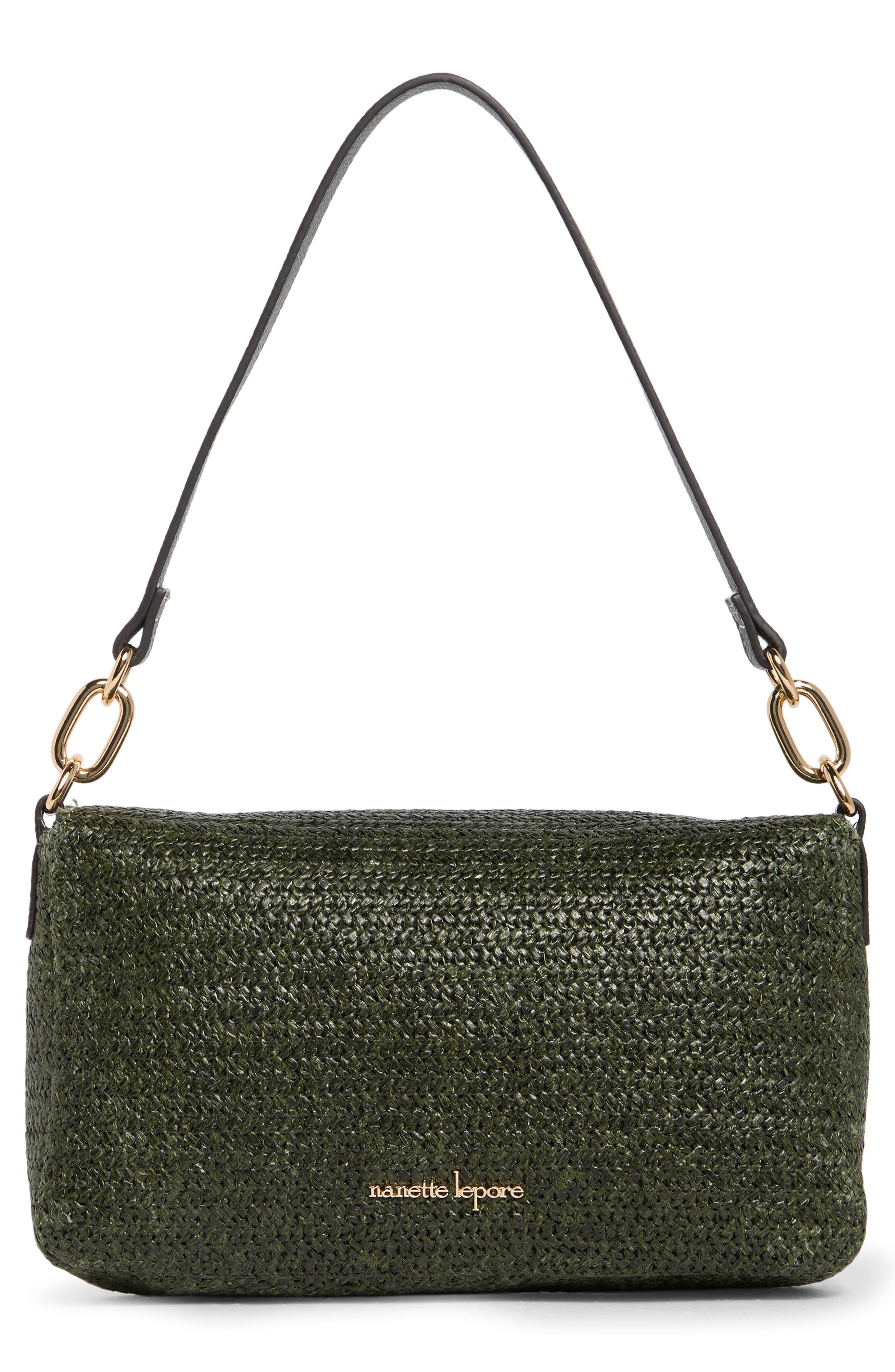 Nanette Lepore Woven Shoulder Bag, Alternate, color, Clover Straw / Clover