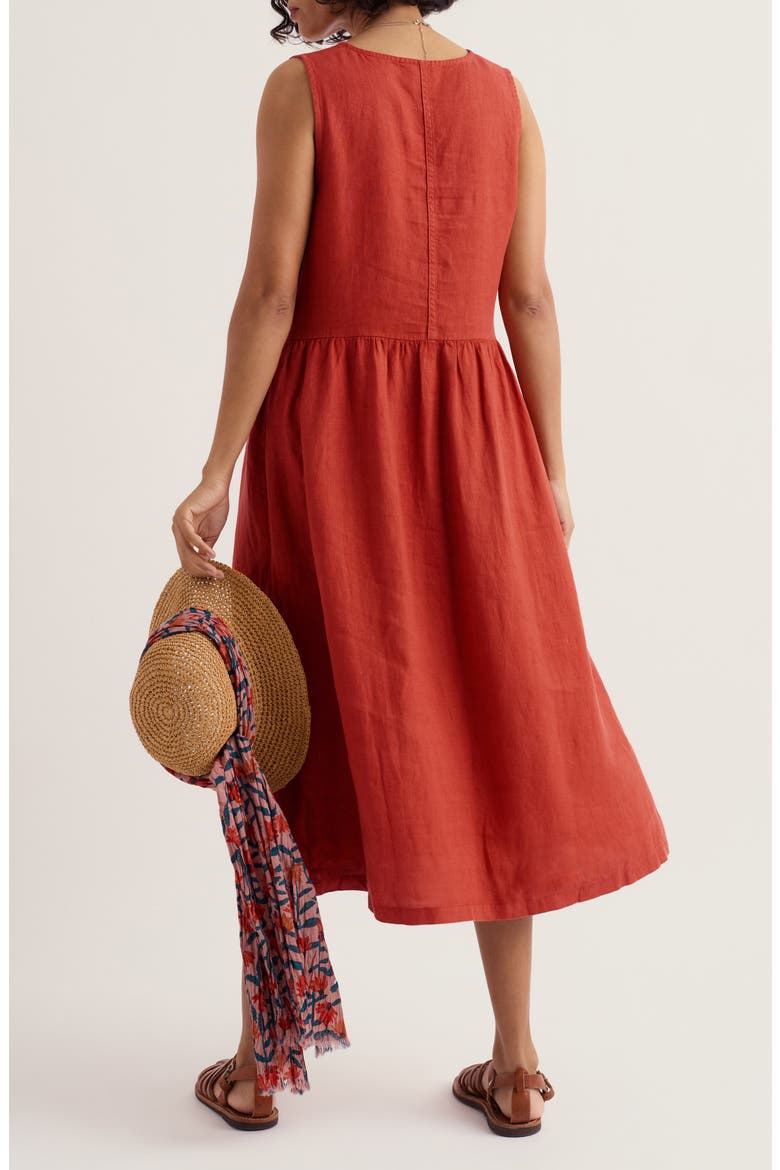 Lowland Heather Linen Midi Dress, Alternate, color, CARNELIAN