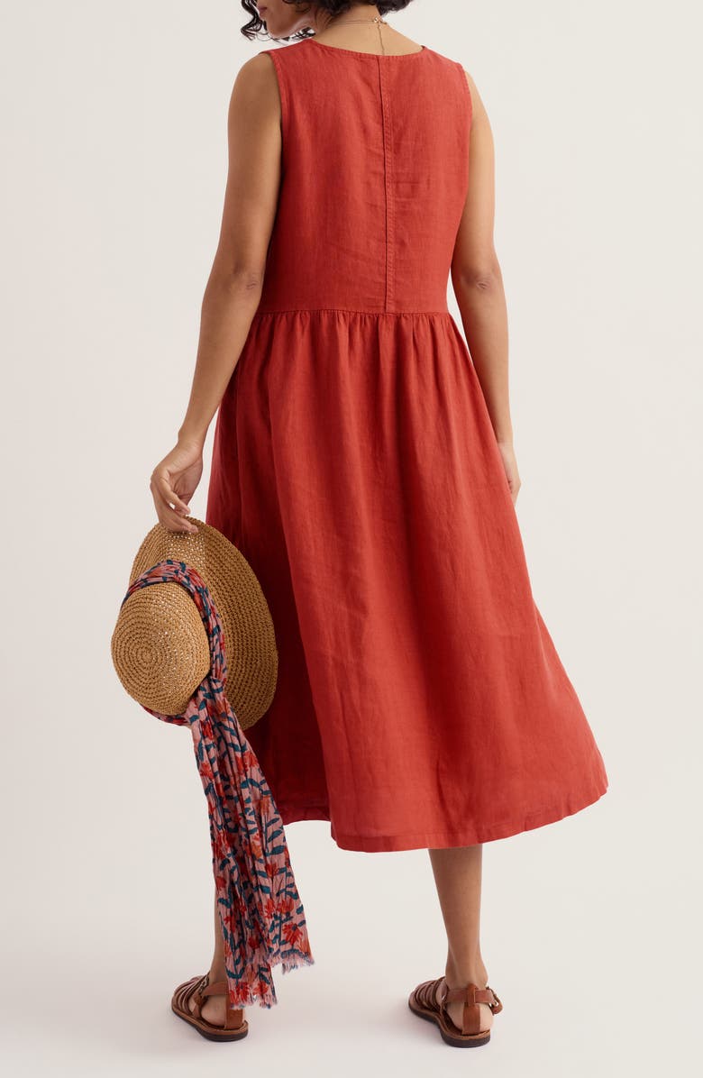 Seasalt Cornwall Lowland Heather Linen Midi Dress, Alternate, color, Carnelian