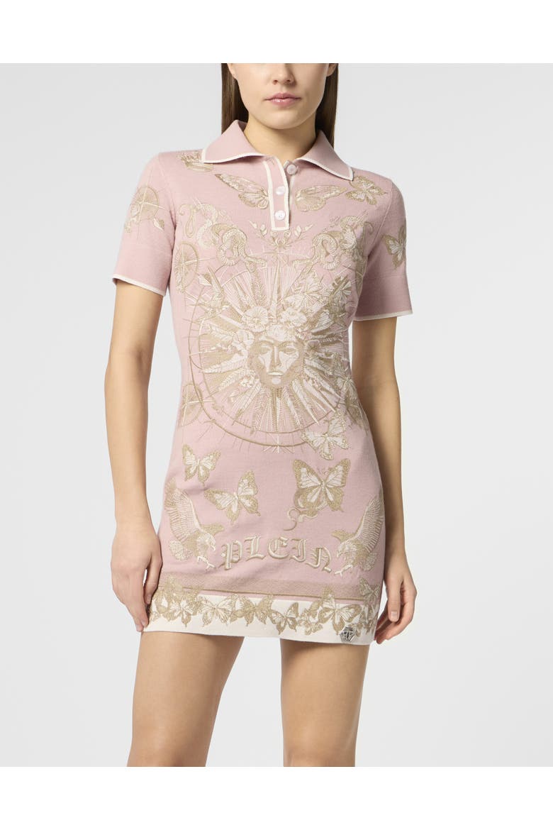 Polo Mini Dress Butterfly Tattoo Women, Main, color, rose/pink