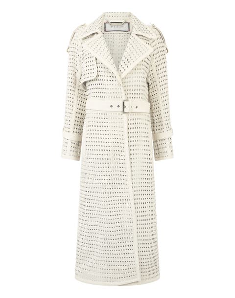 Weaved Leather Trench Coat Women