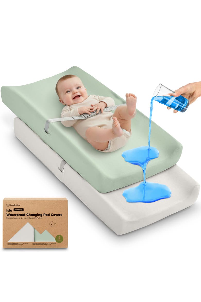 2-Pack Isla [Protect+] Waterproof Changing Pad Covers, Main, color, Sage