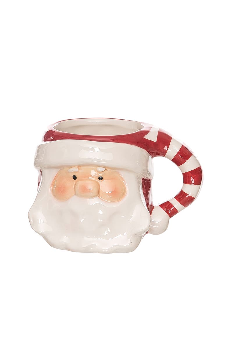 Transpac Dolomite Christmas Sculpted Santa Mug Multicolor Festive Decor, Main, color,