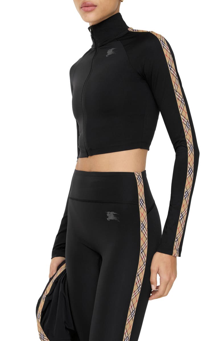 Burberry Astrid Crop Track Jacket, Main, color, Black