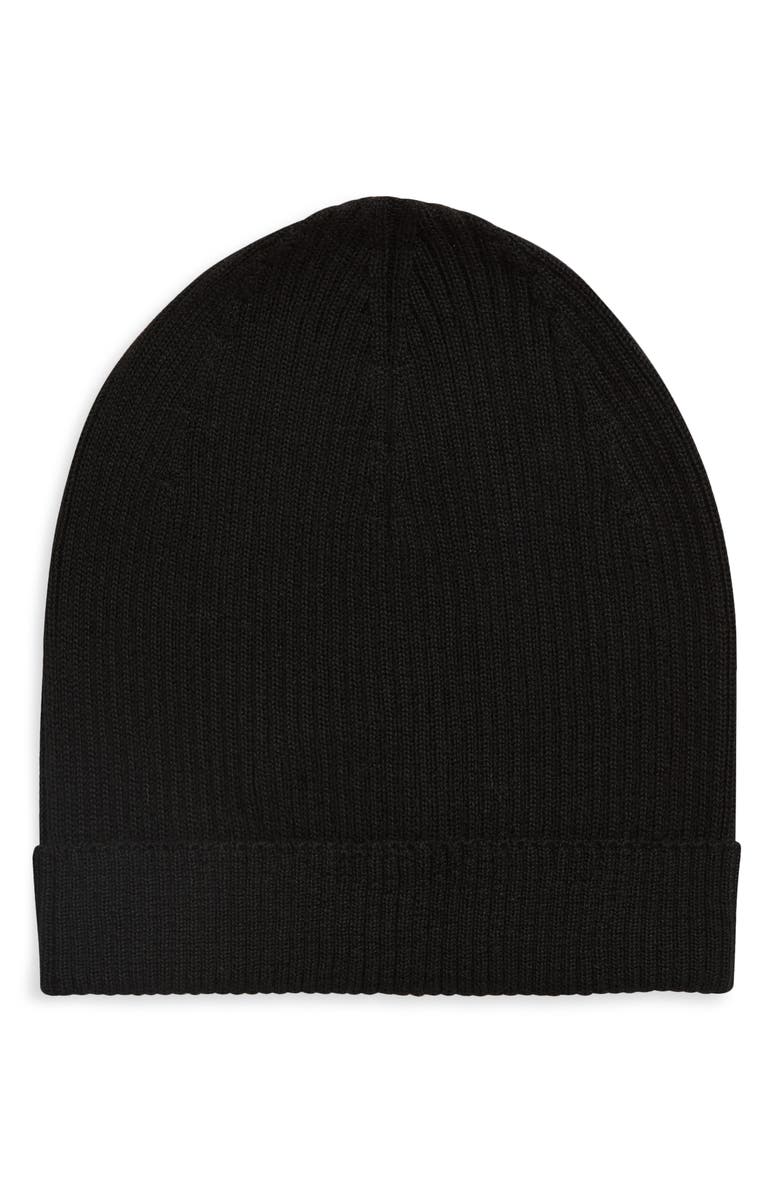 Rick Owens Rib Cashmere Beanie, Main, color, Black