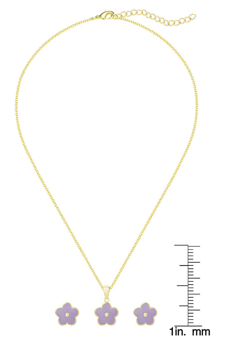 Lily Nily Kids' Flower Pendant Necklace & Stud Earrings Set, Alternate, color, Purple