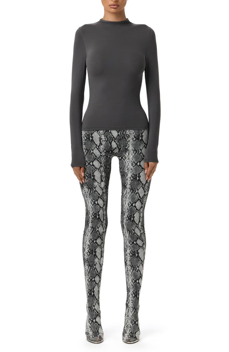 Naked Wardrobe Mock Neck Top, Alternate, color, Charcoal