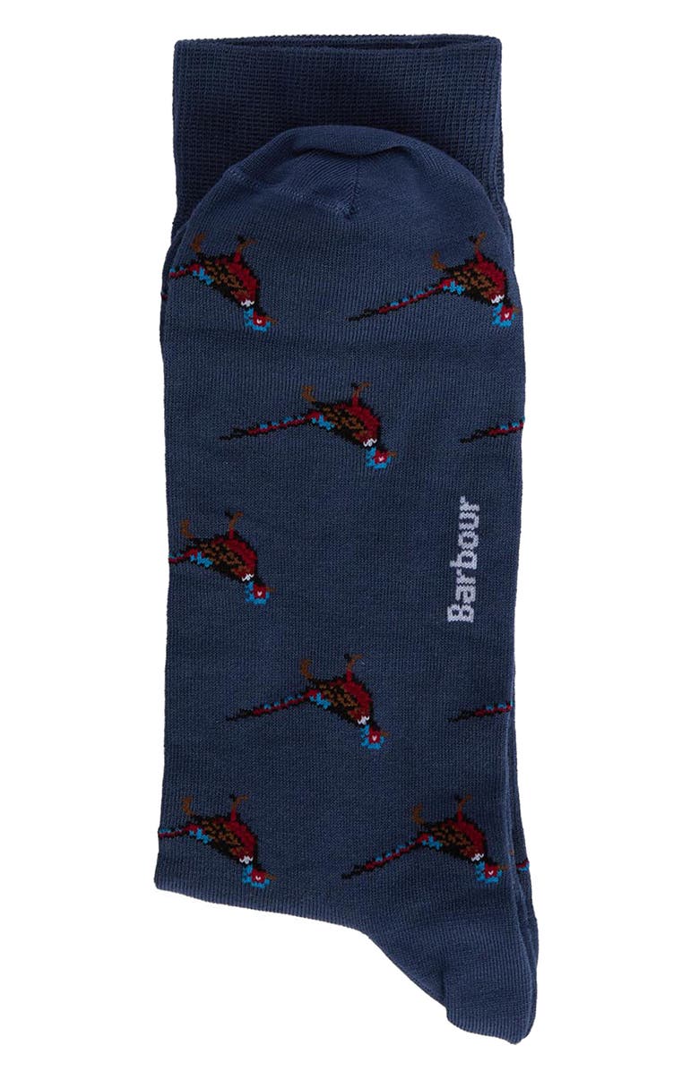 Barbour Pheasant Pattern Cotton Blend Dress Socks, Alternate, color, 