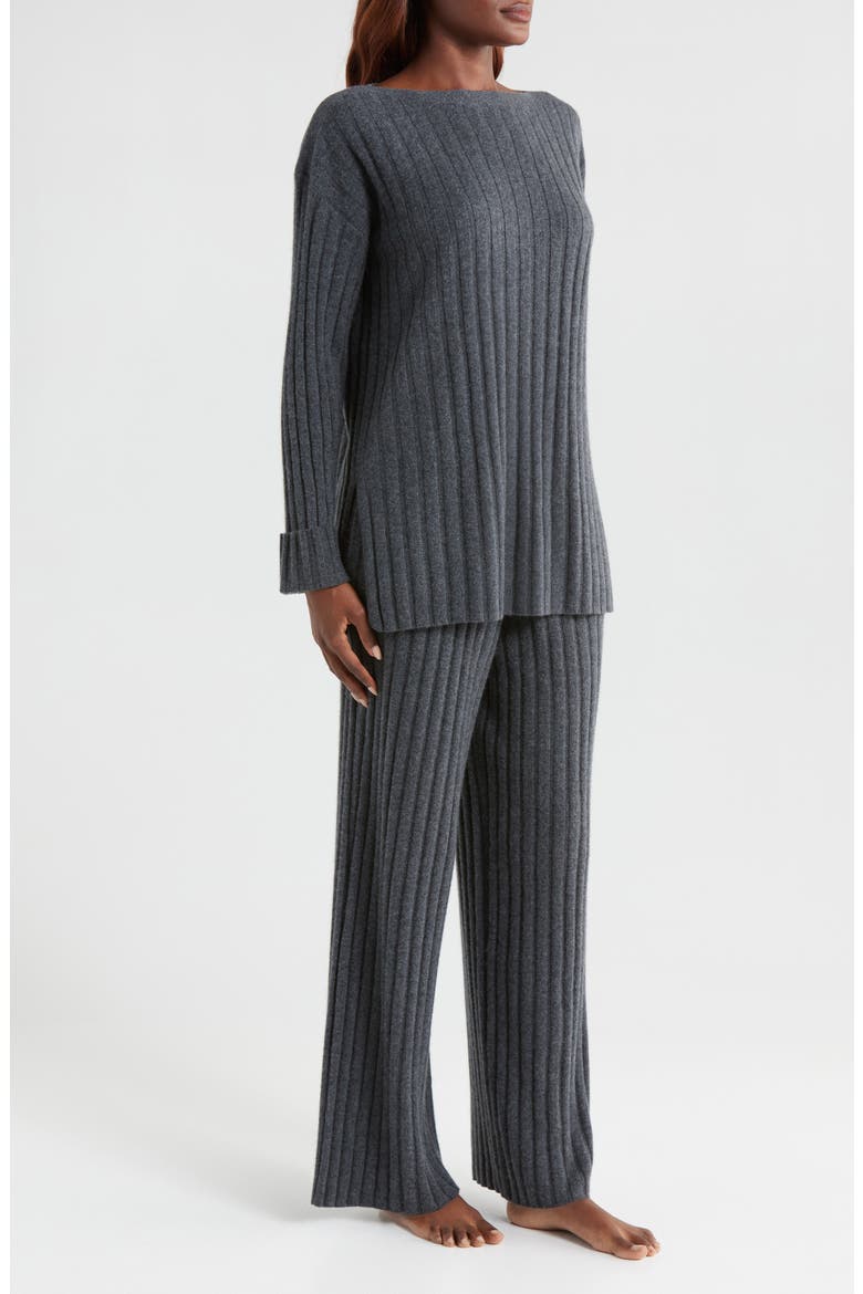 Ribbed Cashmere Lounge Set, Alternate, color, GREY DARK CHARCOAL HEATHER