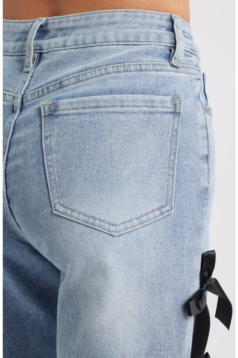 Bow High Waist Wide Leg Jeans, Alternate, color, LIGHT WASH