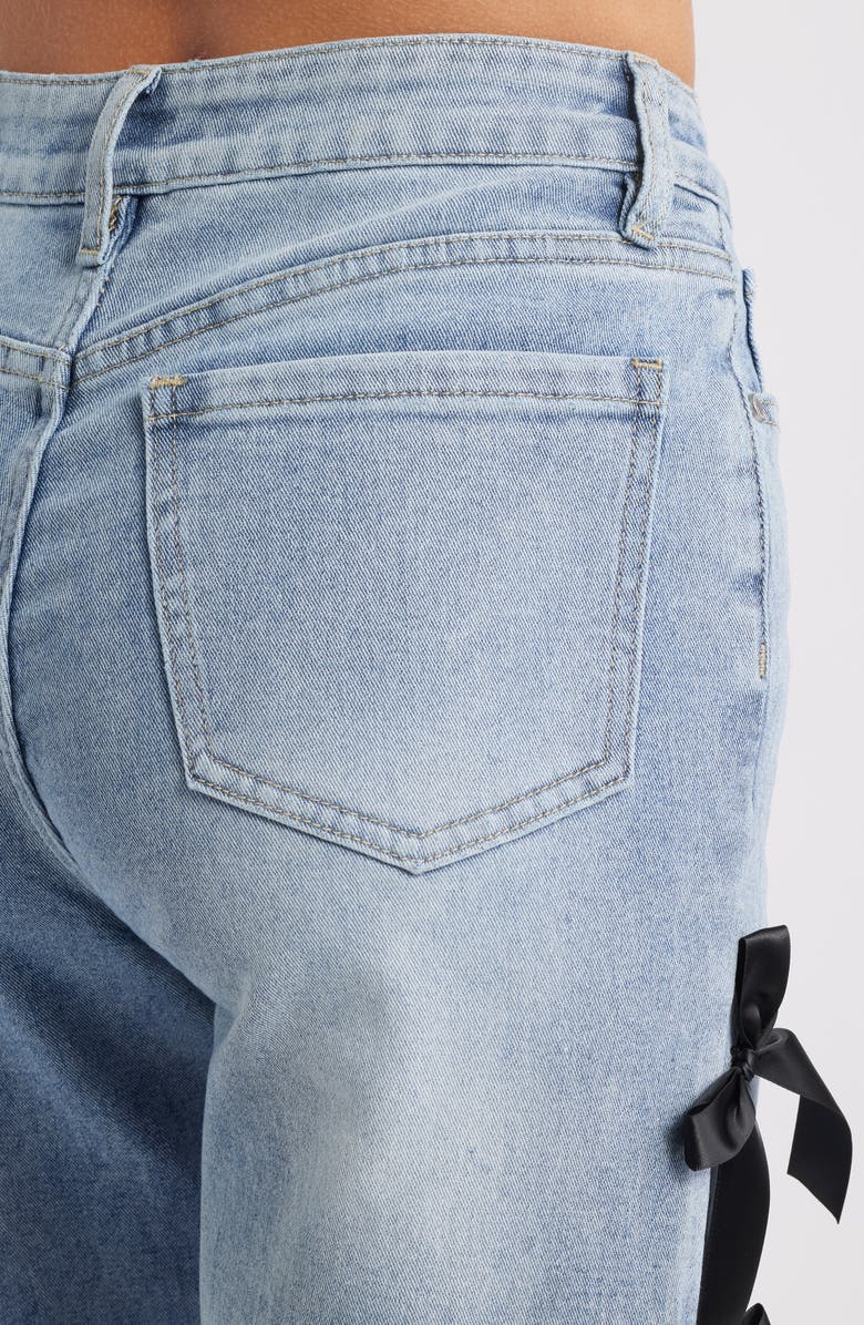 PTCL Bow High Waist Wide Leg Jeans, Alternate, color, Light Wash