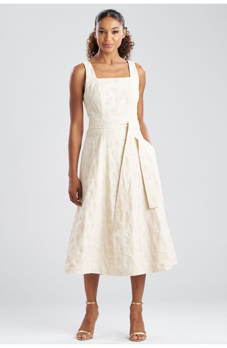N Natori Spiral Embroidery Square Tank Dress, Main, color, Natural