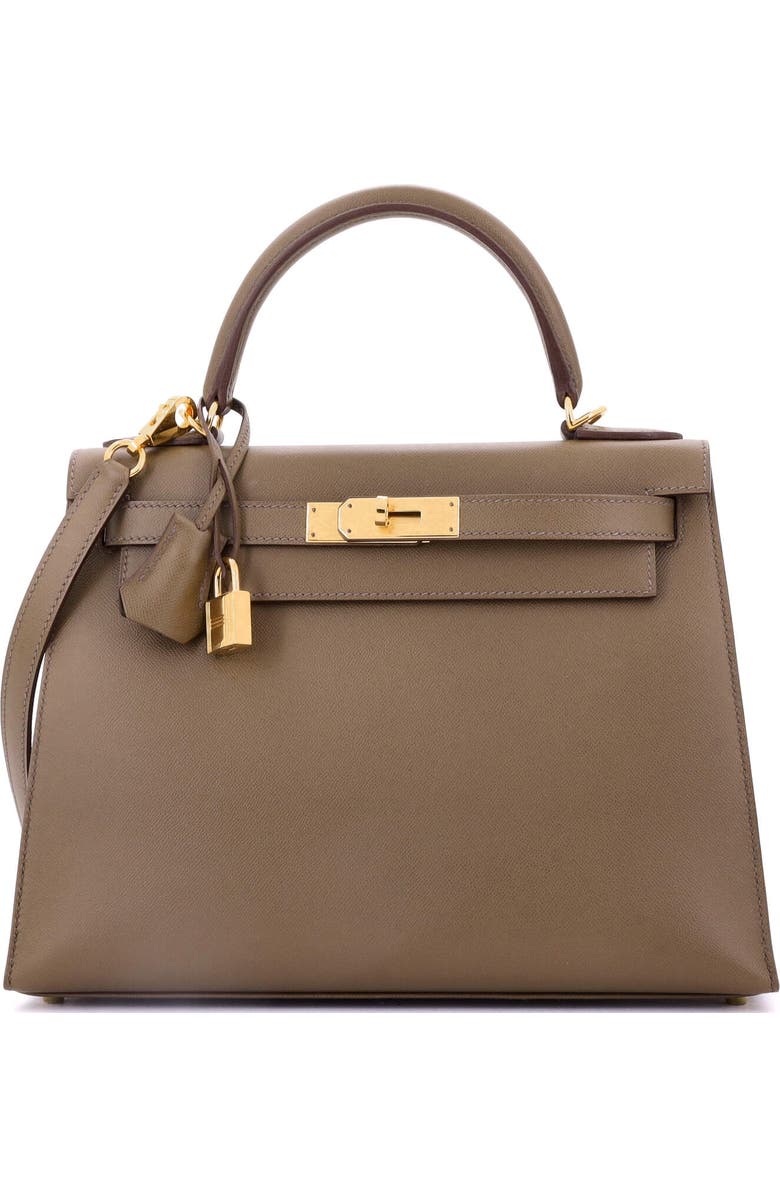 Pre-Owned Hermes Kelly Handbag Brown Madame with Gold Hardware 28, Main, color, Toundra