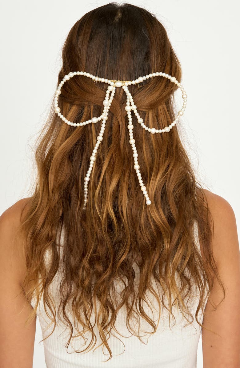 Éliou Genevieve Pearl Bow Hair Comb, Alternate, color, 