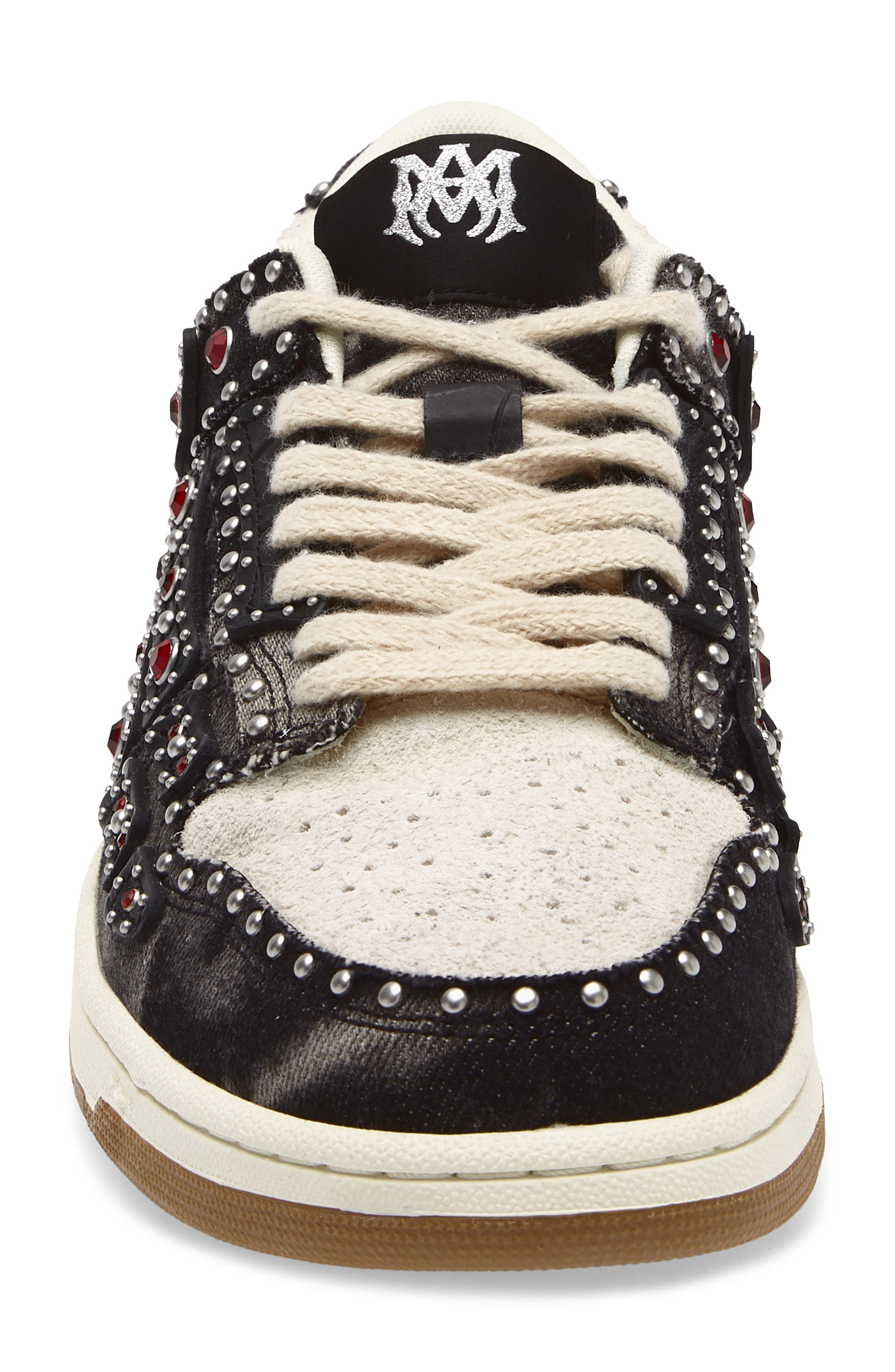 AMIRI Studded Skeleton Low Top Sneaker, Alternate, color, Black