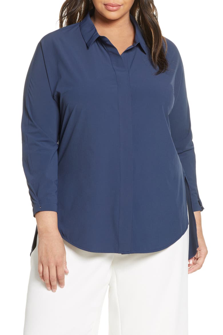 Tech Stretch Shirt, Main, color, DARK INDIGO