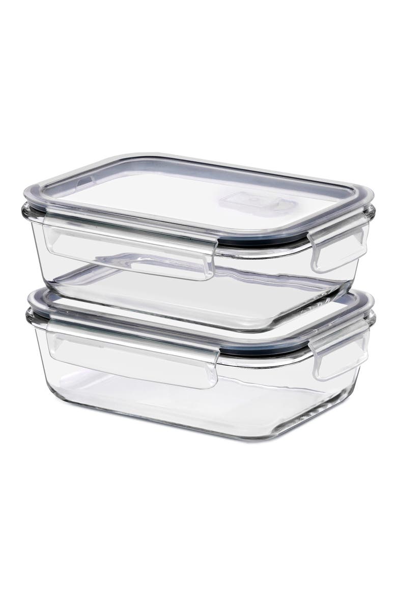 Set of 2 Glass Food Storage Containers, Main, color, NO COLOR